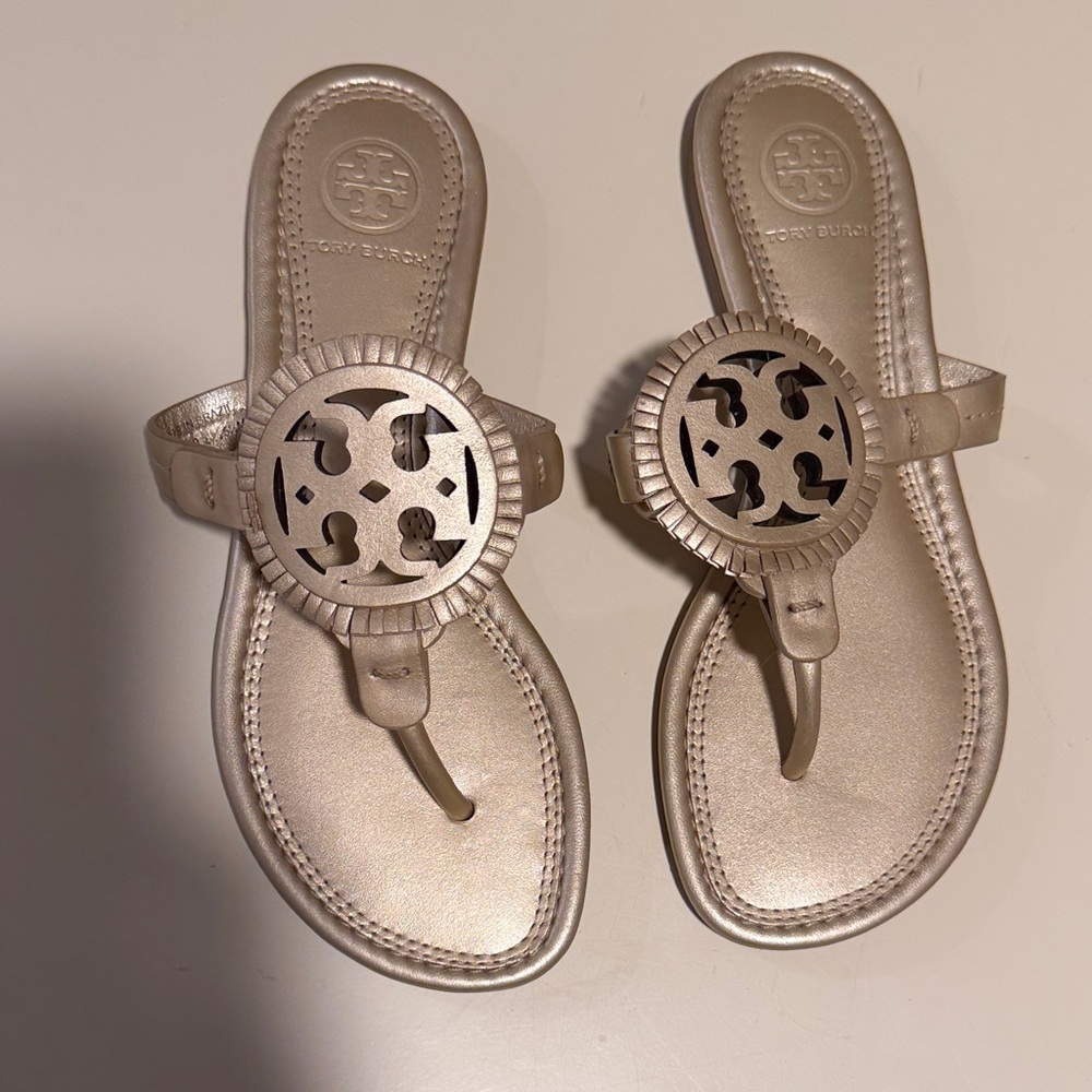 Tory Burch Metallic Gold Miller Thong Sandals